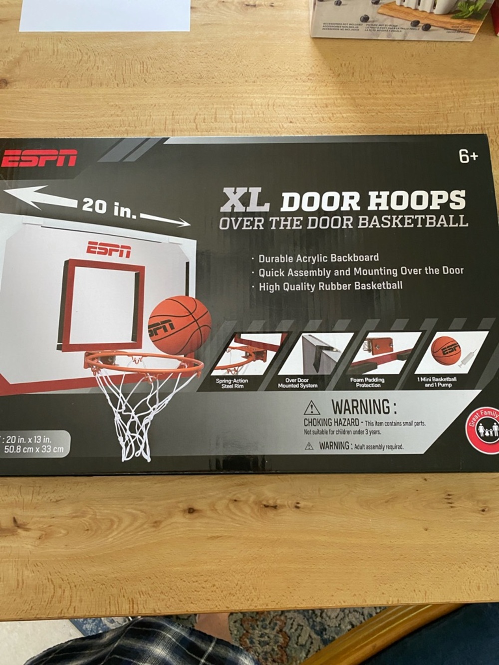 ESPN XL Door Hoops Over-the-Door Basketball - Red & White NIB